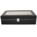 24 Compartments Top-level Opening Style Leather Watch Collection Box Black - Image 11