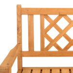 118*56.5*90cm Outdoor Garden Fir Grid Back Wooden Bench Burlywood - Image 11