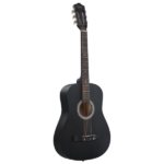 Matte Black 38-inch Round Acoustic Guitar with Picks, Strings, Capo, Case, Tuner, and Strap - Image 3