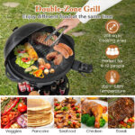Black 1200W Electric BBQ Grill with Double-Zone Cooking, 2-in-1 Freestanding & Countertop Grill for 6-10 People - Image 9