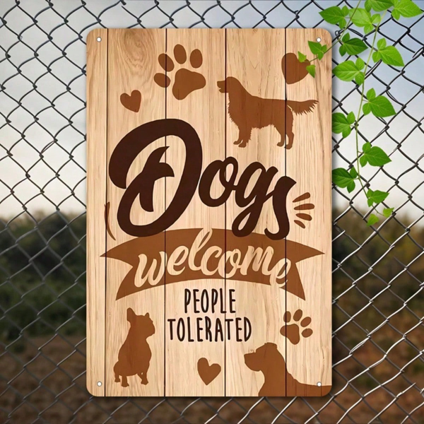 CIFbuy Funny Dog Welcome People Tolerated Metal Plaque Sign" 8x12 Inch, Waterproof Rustproof Iron Wall Decor, Wall Decor, 2D Flat Dog Lover Gift PlaqikTok, PlaqikTok, t Self-pickup Logiopics