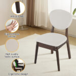 Rubber wood soft bag deep walnut dining table and chair set 1 table 4 chairs beige cushion rectangular - Image 19