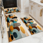 Three-piece kitchen rug set, non-slip and washable, abstract pattern kitchen hallway rug, soft and comfortable, suitable for sinks, floors, entrances, hallways and bathrooms. - Image 12