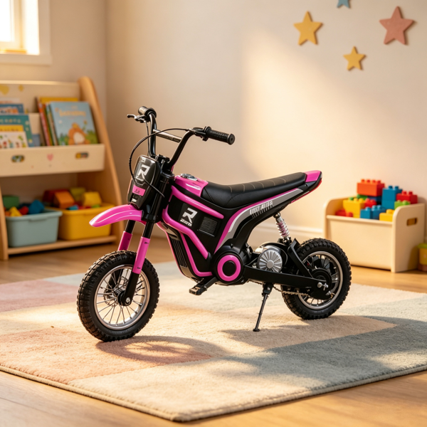 Pink 24V 350W Kids Dirt Bike – Electric Motorized, 15 MPH Top Speed, Twist Grip Throttle