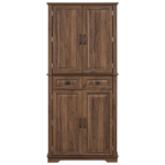71" Tall Kitchen Pantry Cabinet with 3 Pull Out Cabinet Organizers, Farmhouse Embossed Texture Storage Cabinet with 6 Door Shelves, 2 Drawers, Freestanding Cupboard for Kitchen, Dining Room Brown
