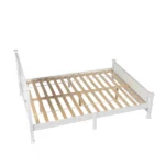 Queen Single Bunk Bed Painted + Melamine Veneer & Pine + MDF Bed Frame Vertical Striped Decorative Bed Frame 63.78*83.46*37.8in White - Image 10