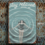 CIFbuy Vintage Tin Sign Women Swimming Relaxation 8x12 Inch Distressed Metal Plaque Motivational Wall Decor For Home Office Gym Bedroom TikTok, TikTok, Self-pickup Logiopics - Image 3
