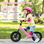 Toddler Balance Bike for 2-5 Years - Adjustable Height, 6.3LBS Lightweight & 11" Foam Tires-Pink - Image 2