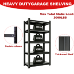 5-Tier Heavy Duty Metal Storage Shelving Unit, 2000 LBS Load Capacity Adjustable Shelves Organizer Rack for Home, Garage & Warehouse, 71.20"H x 35.43"W x 17.72"D, Black - Image 5