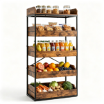 5-Tier Industrial Storage Rack with 4 Drawers, Metal & Engineered Wood Kitchen Pantry Organizer with Anti-Tipping Kit - Image 3