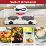 Portable Infrared Dual Hot Plate - 2 Burners for Simultaneous Cooking, 302℉-1022℉ Stepless Temp, Auto Shut-Off, Easy Wipe Clean, Ideal for Dorms/Apartments/RVs/Camping - Image 11