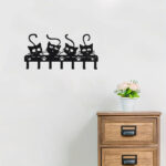 CIFbuy Creepy Black Cats Wall - Mounted Key Holder with 7 Hooks and Adorable Halloween Cat Designs - Ideal Spooky Home Decor.Utility Hooks-CIF BUY(TikTok/temu self-pickup orders)