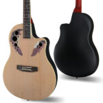 41 inch Cutawary Round Back Acoustic Guitar Spruce Top Grape Hole Burlywood - Image 9
