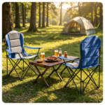 2 Pack Heavy Duty Folding Camping Chairs 330 LBS Capacity, 600D Oxford Padded Portable Outdoor Lawn Chairs with Cup Holder & Carry Bag - Navy - Image 5