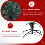 7.5 FT Artificial Christmas Tree with DIY 300 Warm White LED Lights, Hinged Xmas Pine Tree with Giant Bowknot and Red Ball Ornaments for Holiday Party Office Home, Dark Green Tree & Red Decor - Image 3