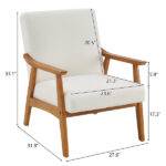 Solid Wood Armrest Teddy Velvet Simple Single Indoor Lounge Chair Backrest Creamy-White - Image 9