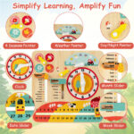 Montessori Wooden Time Learning Clock for Kids 3+, All-in-One Calendar Season Weather Educational Toy - Image 10