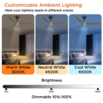 52 Inch Ceiling Fans with Lights Led Remote Control Low Profile Flush Mount for Living Room Bedroom Outdoor Patio,DC Motor,Reversible,Dimmable,Buzzer ON/Off, 3D-I3[Unable ship on weekends, TK/TEMU only for pickup, only TX10643 warehouse supports GOFO] - Image 9