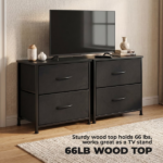 2-Pack 2/4-Drawer Dresser with Metal Frame & Wood Top, Fabric Storage Organizer,Black - Image 6