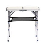 Outdoor Folding Camping Table, 2ft Portable Pinic Table with 3 Adjustable Height, Small Aluminum Foldable Lightweight Patio Side Table with Carry Handle for Outdoor Indoor Hiking Camp BBQ Beach, White - Image 2