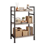 3 Tier Bookshelf, Free Standing Shelf, Bookcase Shelf Storage Organizer, Industrial Book Shelves for Home Office, Living Room, Kitchen, Gray (Shipment from Walmart)