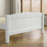 FCH Twin Pine Single-Layer Core Vertical Stripe Full-Board Curved Bed Head With The Same Bed Foot White Wooden Bed - Image 28