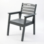 HDPE Outdoor Terrace Dining Chair Set, low maintenance - for gardens, backyards and decks - grey (backrest) - Image 2