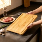  3-Piece Cutting Board Set, Sturdy Chopping Board with Juice Groove & Handle for Serving - Image 5