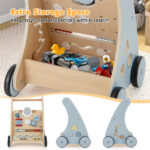 Multi-Functional Baby Activity Walker, Anti-O-Leg Design Wooden Walker with Storage for Toddlers - Image 9
