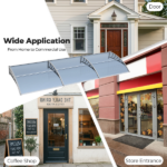 Awning for Door Entrance Window, 38x120 Inch Window Canopy Exterior, UV Rain Snow Protection for House Porch Patio Deck, Gray Bracket & Gray Blue Board - Image 6