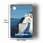 CIFbuy 1pc Santorini Greece Metal Sign, Vintage Greek Island Wall Art, Rustic Retro Tinplate Decor, White & Blue Cycladic Architecture, TikTok, TikTok, Self-pickup Logiopics - Image 2