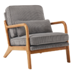 Low Arm Accent Chair - Light Gray Corduroy Upholstered Indoor Lounge Chair, Compact Single Seater with Sturdy Frame (330LBS Weight Capacity) - Image 16