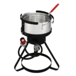 13*32inch Four-Piece Set, Black Round Iron Stove Frame, Silver Aluminum 30qt Turkey Pot 10qt Fish Pot, Gas Fryer - Image 11