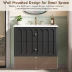 30" Modern Floating Bathroom Vanity with Oval Knobs & Round Edge, Soft-Close Drawer Slides, Bathroom Cabinet with Ceramic Sink - Image 6