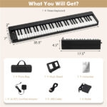 Foldable 61-Key Full-Size Digital Piano, 90.17×17.78×5.08 cm Wireless MIDI Keyboard with 1750mAh Rechargeable Battery, Black - Image 2