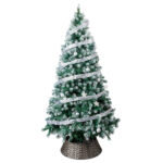 7.5 FT Artificial Snow Tipped Christmas Tree with DIY 350 Warm Lights Remote Control, Hinged Xmas Pine Tree with Silver Ribbon Ornaments for Holiday Party Office Home, Green & Snow Tipped - Image 14