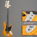 [Do Not Sell on Amazon] Gjazz Electric 5 String Bass Guitar Full Size Bag Strap Pick Connector Wrench Tool Transparent Yellow - Image 21