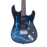 Lightning Style Electric Guitar with Power Cord/Strap/Bag/Plectrums Black & Dark Blue - Image 5