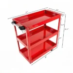 Upgrade 3-Tier Rolling Tool Cart with Lockable Wheels, Heavy Duty Steel Utility Cart, Kitchen Cart Organizer, Workshop Rolling Serving Cart for Garage, Warehouse, Red - Image 4