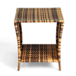 [Replace old code: 21936583] Glass Surface Yellow Gradient Iron Frame Rattan Side Table - Image 2