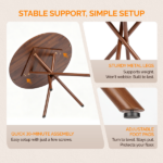 37.4 Inch Round Dining Table for 4-6 People, Cross X Metal Leg Kitchen Dinner Table with Adjustable Foot Pads, Easy Assembly Small Space Dining Room Table, Walnut - Image 5
