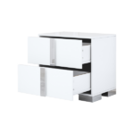 Elegant Nightstand with Metal Handle, Mirrored Bedside Table with 2 Drawers for Bedroom, Living Room, White - Image 3