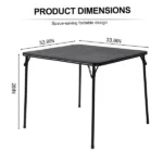 34" Folding Card Table, Square Portable Game Night Dining Table for Camping, Black (Shipment from Walmart) - Image 2