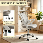 Gray Mid-Back Mesh Office Chair – for Long Hours Working, Swivel Computer Chair, Rocking Function, Rolling Wheels - Image 4