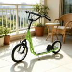 Green Teens Kids Ride-On Scooter: Height Adjustable Handlebar, Dual Brakes, Pneumatic Wheels – Safe Toy for Children 5 and Up - Image 4