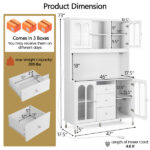 73 Inch White Kitchen Pantry Cabinet with Customizable LED Lights & Built-in Charging Station (USB/Type-C/AC Outlets) - Image 4