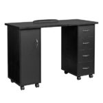 Double Edged Manicure Nail Table with Drawer Black - Image 25