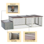20.93ft² Large Wooden Chicken Coop Outdoor Hen House with Nesting Box & Weatherproof Asphalt Roof, Walk-in Poultry Cage with Secure Locks, Metal Mesh Run for Backyard Farm Use - Image 12