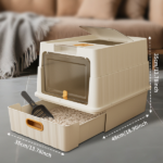Simple drawer style white cat litter box, humanized design, does not occupy household storage space - Image 4