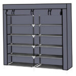 7 Tiers Portable Shoe Rack Closet Fabric Cover Shoe Storage Organizer Cabinet Gray - Image 14